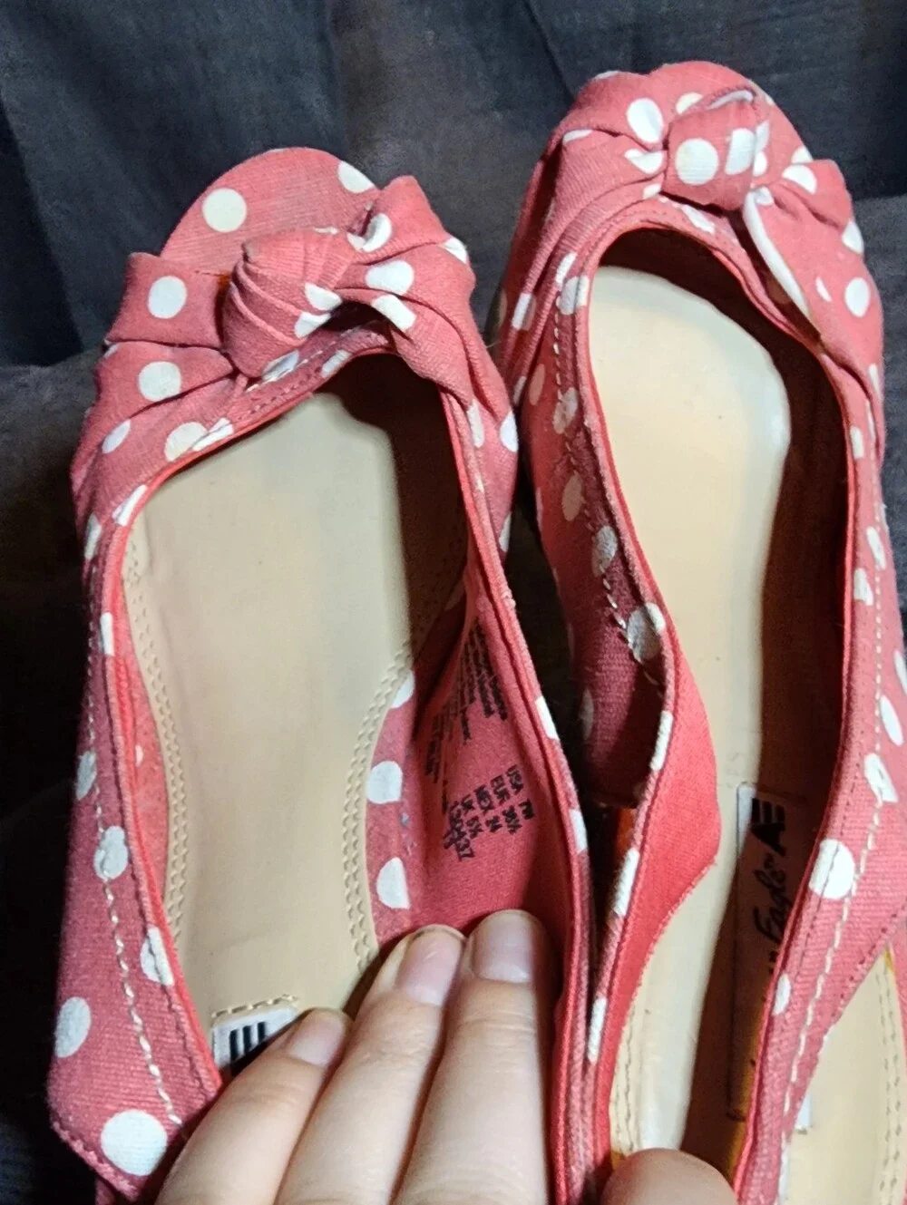 American Eagle Polka Dot Bow Espadrille Wedges Size 7W